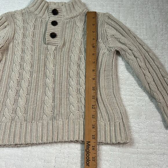 Old Navy cable knit mock neck beige long sleeves cotton fisherman sweater 5T - Picture 2 of 7